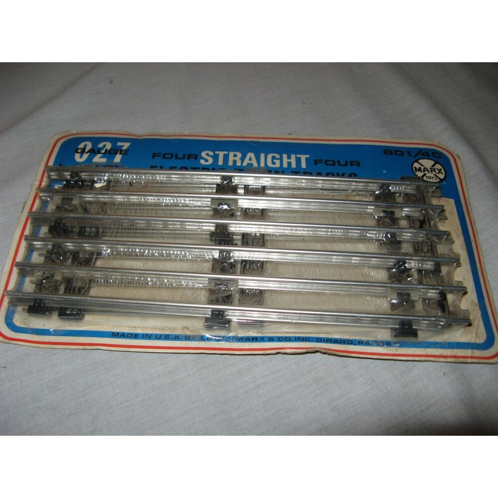 VINTAGE MARX 027 Gauge 4 Straight Electric Train Tracks USA New Sealed -- 601/4C